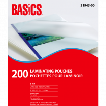 Basics&reg; Laminating Pouches Letter Size 3mil 9" x 11-1/2" 200/pkg