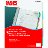 Basics&reg; Poly Index Dividers Assorted Colours 5 Tabs