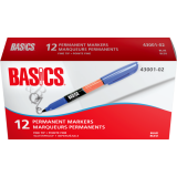 Basics&reg; Permanent Markers Pen Style Fine Tip Blue 12/box