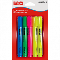 Basics&reg; Highlighters Assorted Colours 5/pkg