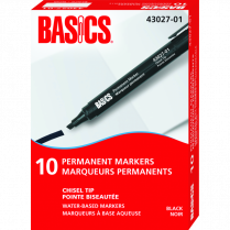 Basics&reg; Permanent Markers Chisel Tip Black 10/box