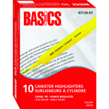 Basics&reg; Canister Highlighters Chisel Tip Yellow 10/pkg