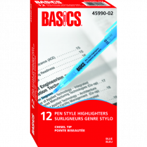 Basics&reg; Highlighters Pen Style Blue 12/box