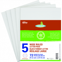 Hilroy Enviro-Plus&trade; Writing Pads Wide Rule Letter 72 sheets 5/pkg