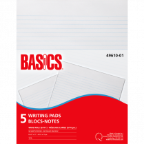 Basics&reg; Writing Pad Wide Rule Letter 96shts 5/pkg