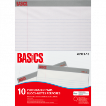 Basics&reg; Perforated Pads 8-1/2x11-3/4" White 50shts/pad 10/pkg