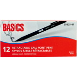 Basics&reg; Retractable Ball Point Pen Medium Black 12/box