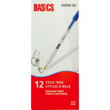 Basics&reg; Stick Pen Medium Point Blue 12/box