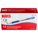 Basics&reg; Retractable Ball Point Pens Medium Point Blue 12/box