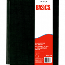 Basics&reg; Hard Cover Flush-Cut Notebook 9" x 7-1/4" 192 pages Black