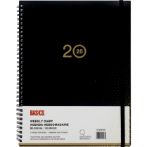 Basics&reg; Weekly Diary Flexible Cover 11" x 8-1/2" Bilingual Black