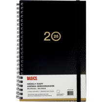 Basics&reg; Weekly Diary Flexible Cover 8" x 5" Bilingual Black