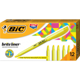 Bic&reg; brite liner&reg; Highlighters Chisel Tip Fluorescent Yellow 12/box