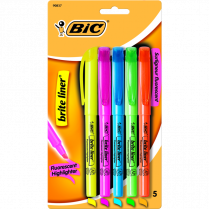 Bic&reg; brite liner&reg; Highlighters Chisel Tip Assorted Colours 5/pkg