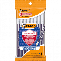 Bic&reg; PrevaGuard&trade; Round Stic Ball Point Pens Medium Blue 8/pkg