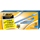 BIC&reg; Round Stic Grip&reg; Pens Medium Point Blue 12/box