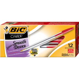Bic&reg; Cristal&reg; Stick Pens Medium Point Red 12/box