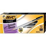 Bic&reg; Cristal&reg; Stick Pens Medium Point Black 12/box