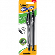BIC&reg; Gel-ocity&reg; Long-Lasting Retractable Gel Pens 0.7 mm Black 2/pkg