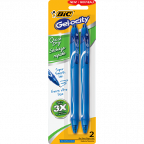 BIC&reg; Gel-ocity&reg; Long-Lasting Retractable Gel Pens 0.7 mm Blue 2/pkg