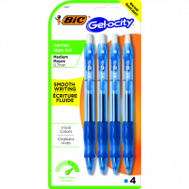 BIC&reg; Gel-ocity&reg; Long-Lasting Retractable Gel Pens 0.7 mm Blue 4/pkg