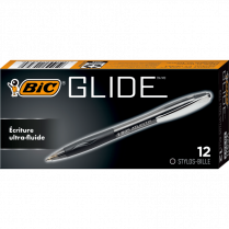 Bic&reg; Glide&trade; Retractable Ball Point Pen Medium Point Black 12/box