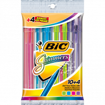 Bic&reg; Shimmers&reg; Ball Point Stick Pens Bonus Medium Point Black 10/pkg