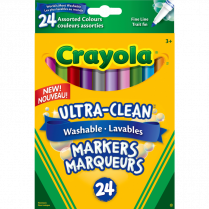 Crayola&reg; Ultra-Clean Washable Fine Line Markers Assorted Colours 24/pkg