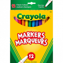 Crayola&reg; Markers Fine Tip Classic Colours 12/pkg