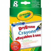 Crayola&reg; Dry Erase Crayons Assorted Colours 8/pkg