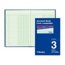 Blueline&reg; 1750 Account Book 8-1/4" x 5-5/8" 100 Pages 3-column
