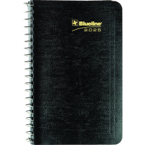 Blueline&reg; Essential Daily Diary Spiral Bound Soft Cover 6" x 3-1/2" Bilingual Black