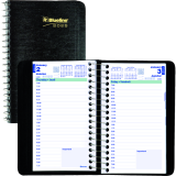 Blueline&reg; Essential Daily Diary Spiral Bound Soft Cover 6" x 3-1/2" Bilingual Black
