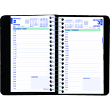 Blueline&reg; Essential Daily Diary Spiral Bound Soft Cover 6" x 3-1/2" Bilingual Black