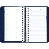 Blueline&reg; Essential Daily Diary Spiral Bound Soft Cover 6" x 3-1/2" Bilingual Blue