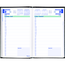 Blueline&reg; Traditional Daily Diary Hard Cover Bound 8" x 5" Black Bilingual