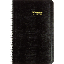 Blueline&reg; Essential Daily Diary Spiral Bound Soft Cover 8" x 5" Bilingual Black
