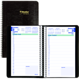 Blueline&reg; Essential Daily Diary Spiral Bound Soft Cover 8" x 5" Bilingual Black
