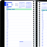 Blueline&reg; Essential Daily Diary Spiral Bound Soft Cover 8" x 5" Bilingual Black