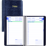 Blueline&reg; Essential Daily Diary Spiral Bound Soft Cover 8" x 5" Bilingual Blue