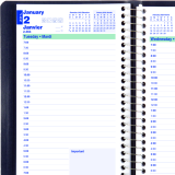 Blueline&reg; Essential Daily Diary Spiral Bound Soft Cover 8" x 5" Bilingual Blue