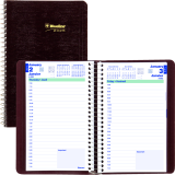 Blueline&reg; Essential Daily Diary Spiral Bound Soft Cover 8" x 5" Bilingual Burgundy