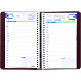 Blueline&reg; Essential Daily Diary Spiral Bound Soft Cover 8" x 5" Bilingual Burgundy