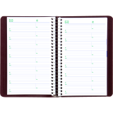 Blueline&reg; Essential Daily Diary Spiral Bound Soft Cover 8" x 5" Bilingual Burgundy