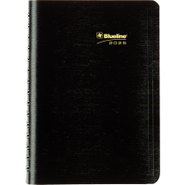 Blueline&reg; Essential PlannerPlus Daily Diary w/Follow-up Notes 8"x5" Black Bilingual