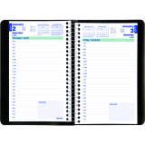 Blueline&reg; Essential PlannerPlus Daily Diary w/Follow-up Notes 8"x5" Black Bilingual
