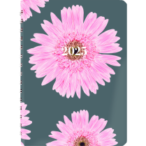 Blueline&reg; Essential Pink Ribbon Daily Diary Twin Wire Soft Cover 8" x 5" Bilingual Pink