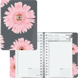 Blueline&reg; Essential Pink Ribbon Daily Diary Twin Wire Soft Cover 8" x 5" Bilingual Pink