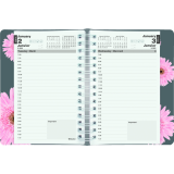 Blueline&reg; Essential Pink Ribbon Daily Diary Twin Wire Soft Cover 8" x 5" Bilingual Pink