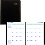Blueline&reg; Essential Monthly Diary Twin Wire Soft Cover 11" x 9-1/16" Bilingual Black